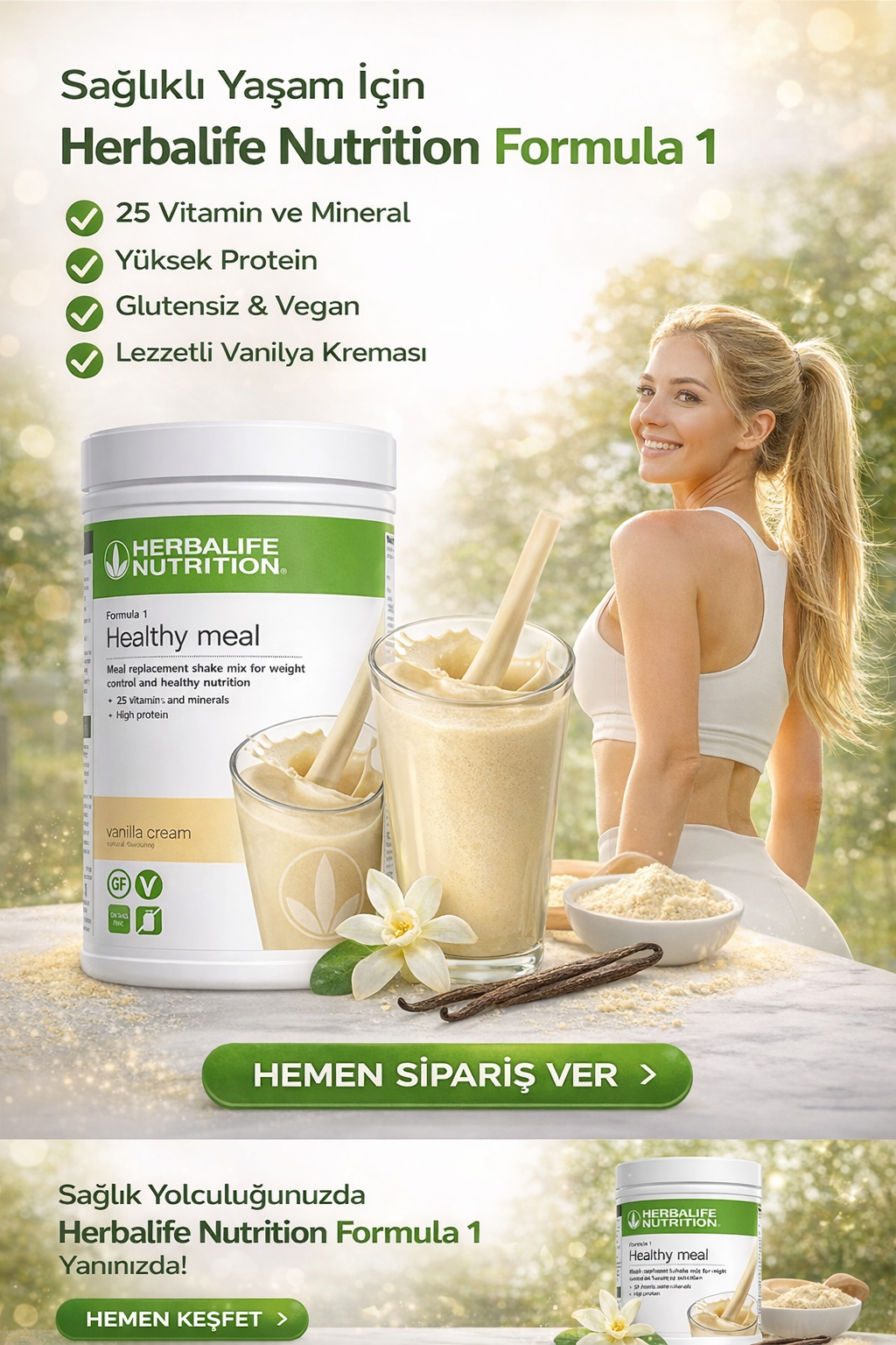 Herbalife Formül 1 Vanilya Shake - Öğün Yerine Geçen Besleyici Shake 500g